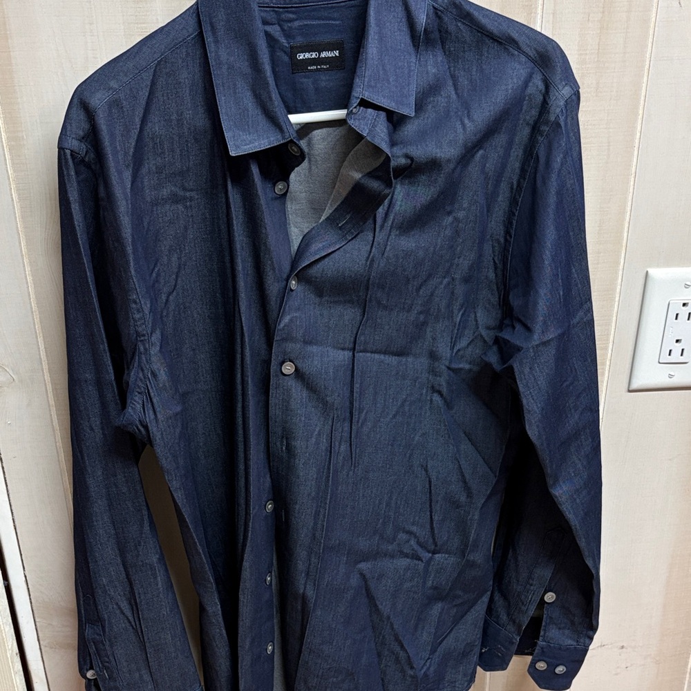 Giorgio Armani Dark Navy Button-Front Shirt Jacket